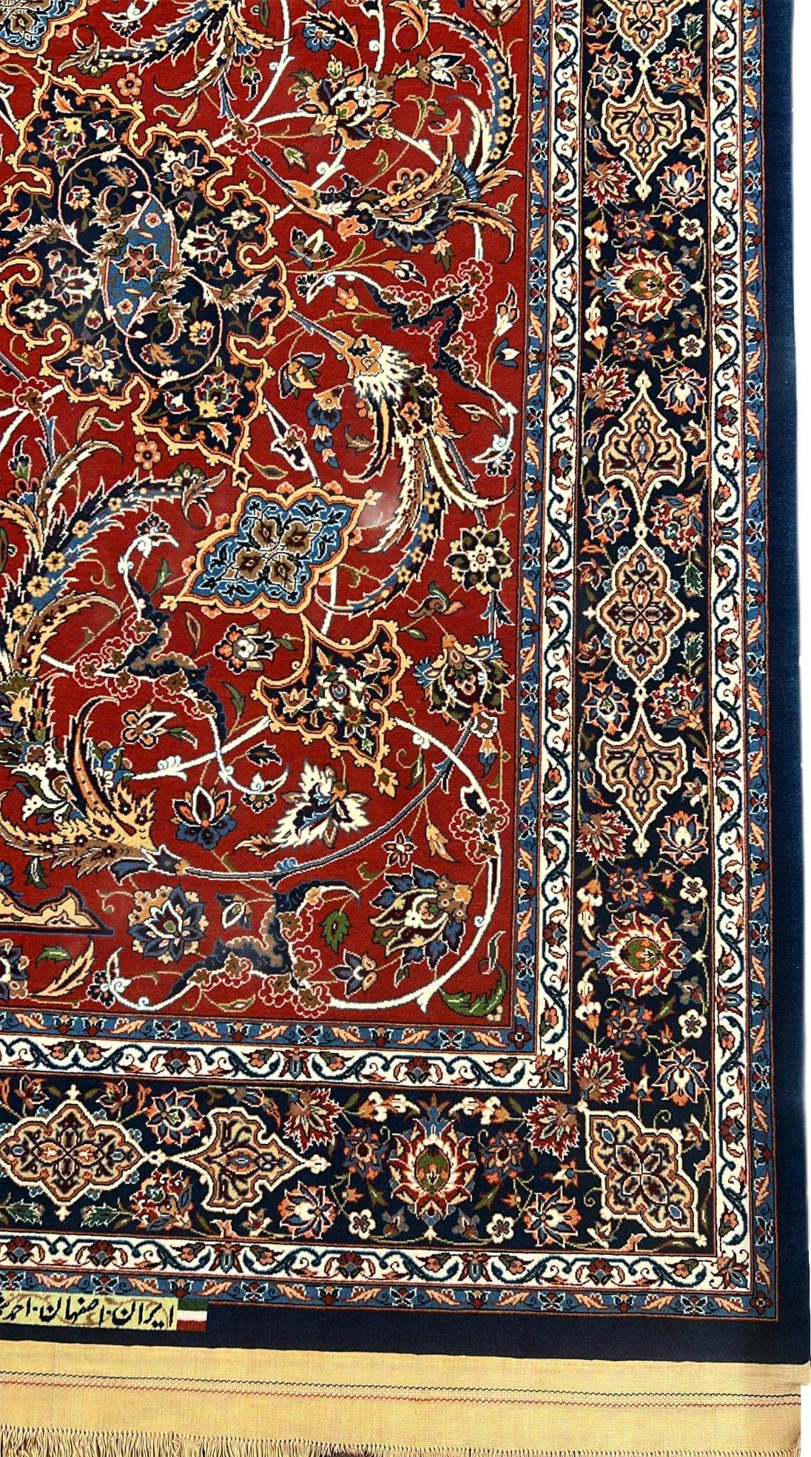 "Luxury Persian rug by Ahmad Shahabpour – Hand-knotted silk and wool, 160x105 cm, available online"